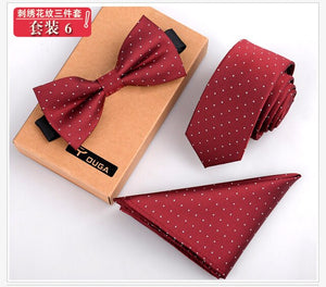 3 PCS Men Bow Tie and Handkerchief Set