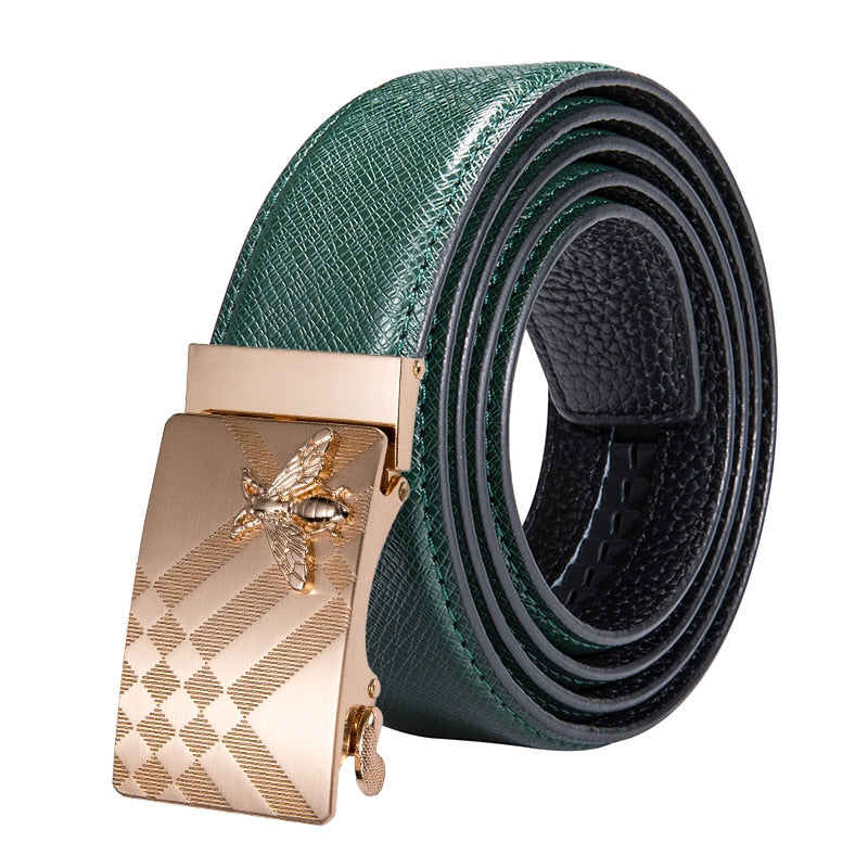 Luxe Automatic Buckle Green Strap Luxury Belts - Christian Cuffmen
