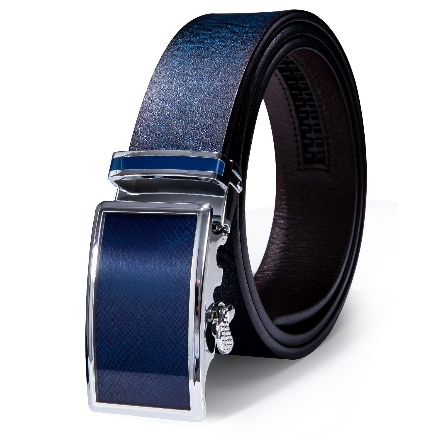 Navy Genuine Leather Metal Automatic Belt