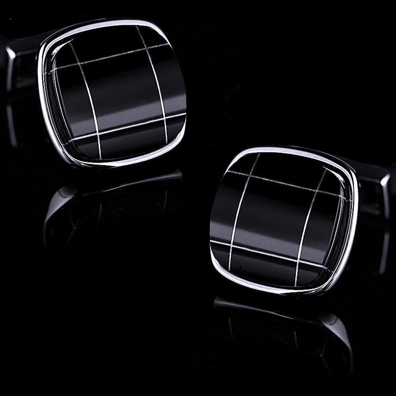 Black Plaid Cufflinks