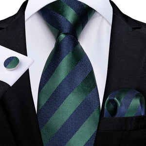 Green Blue Striped Silk Ties