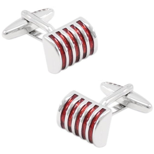 Red Classic Striped Cufflinks