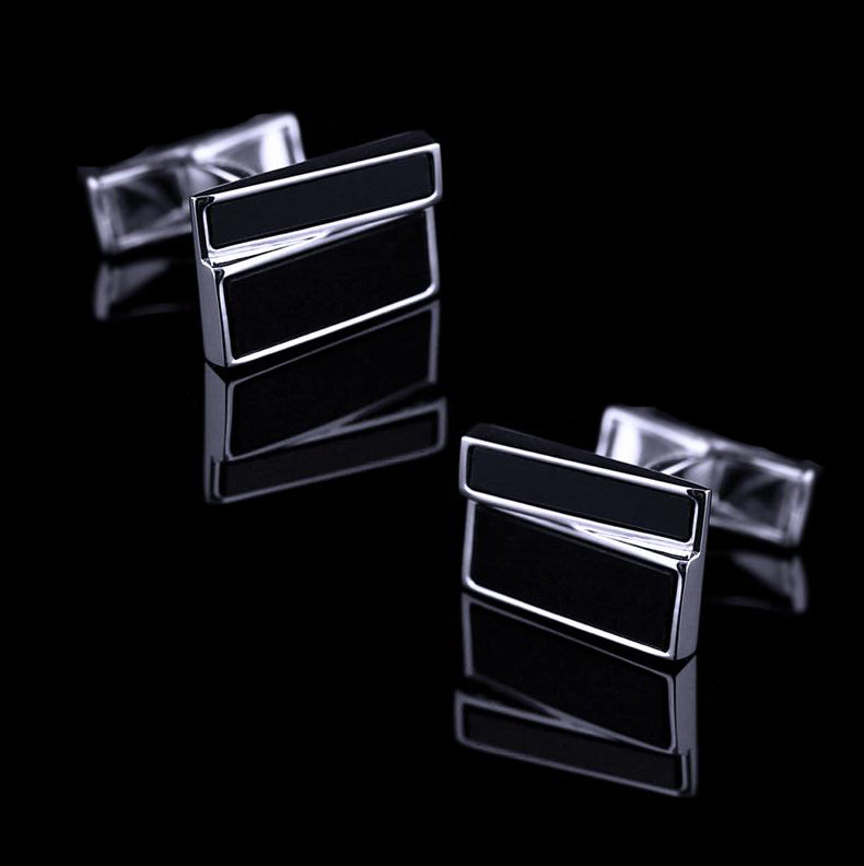 Black Uneven Stack Cufflinks