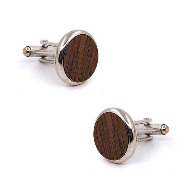 Walnut Wooden Round Cufflinks