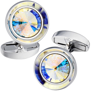 Multicolor Silver Plated Swarovski Luxury Crystal Cufflinks