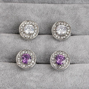 Unisex Luxury Zircon Purple White Luxury Crystal Cufflinks