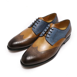 Stanley Wingtip Pointed Toe Lace Up Brogue Oxford Shoes