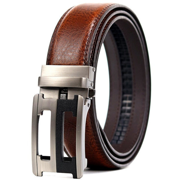Two Face Men's Leather Automatic Buckle Belt
