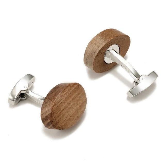 Low-key Luxury Oval Walnut Wood Cufflinks