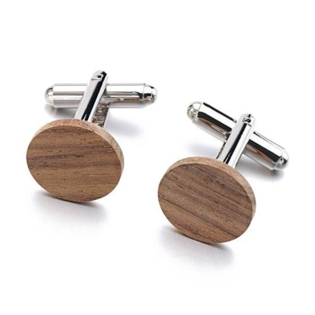 Hot Wood Round Cufflinks