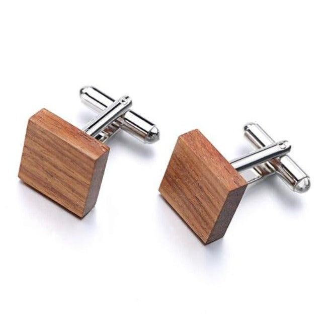 Hot Wood Sandy Brown Square Cufflinks