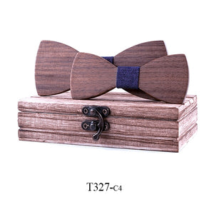 Max Adult & Kid's Traditional Wooden Bow Tie Set (6 Styles)