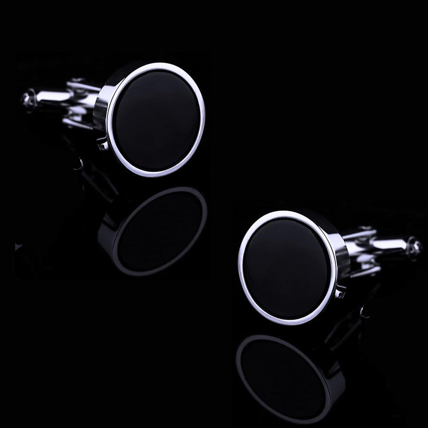 Classic Black Round Cufflinks