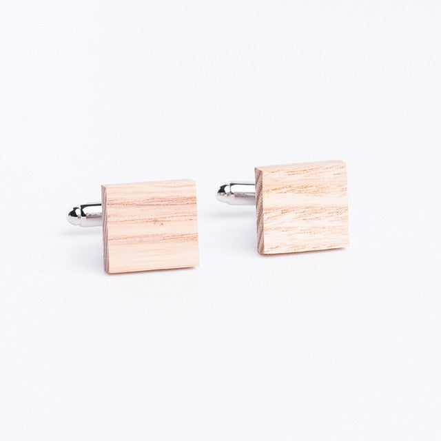 Trendy Tan Square Wooden Cufflinks