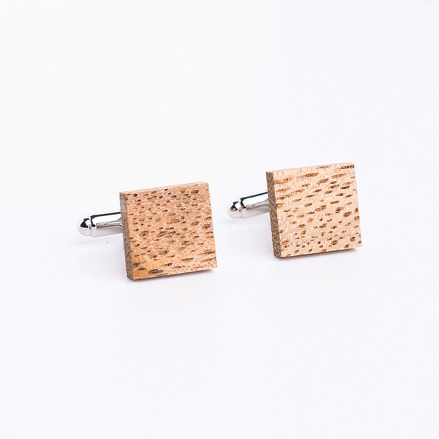 Trendy Wheat Square Wooden Cufflinks