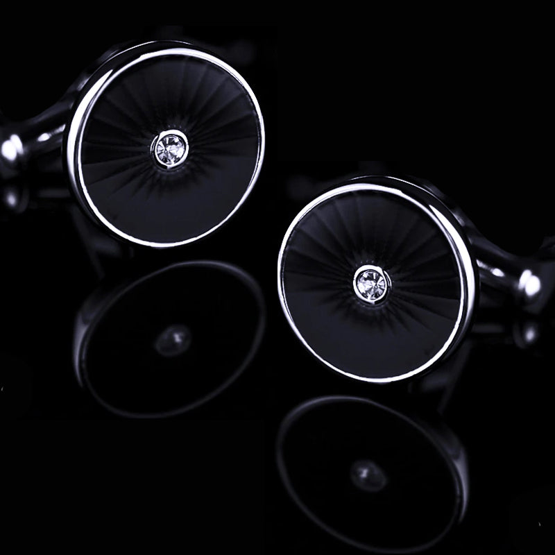 Black Round Button Cufflinks