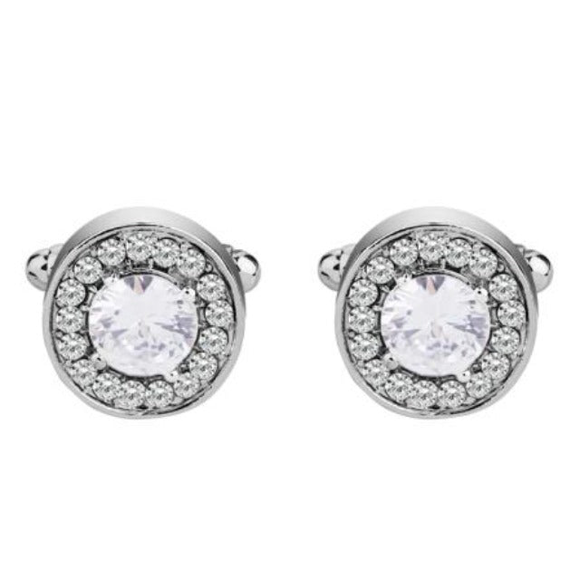 Unisex Luxury Zircon Purple White Luxury Crystal Cufflinks