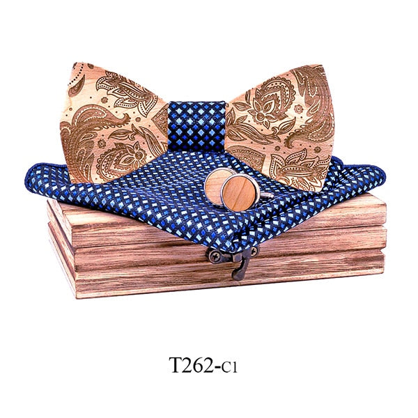 3D Paisley Wooden Bow Tie Set (6 Styles)
