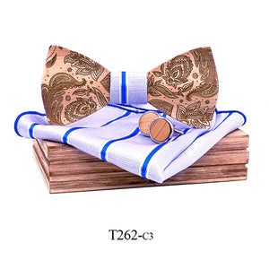 3D Paisley Wooden Bow Tie Set (6 Styles)