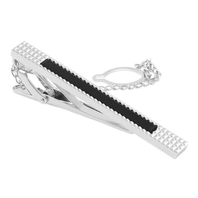 Square Black Glass Necktie Tie Bar