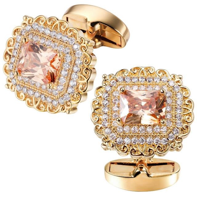 Luxury Champagne Crystal Square Cufflinks