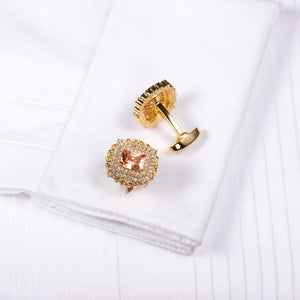 Luxury Champagne Crystal Square Cufflinks