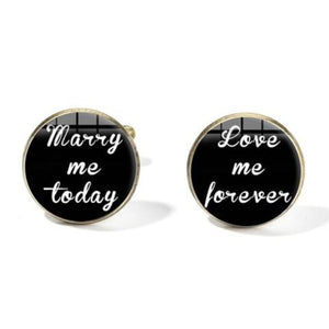 "Marry Me Today, Love Me Forever" Wedding Cufflinks