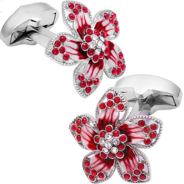 Fashion Flower Luxury Crystal Cufflinks