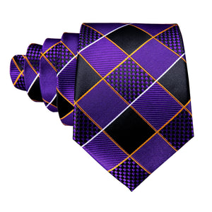 Fashion Luxury Purple Plaid 100% Silk Ties