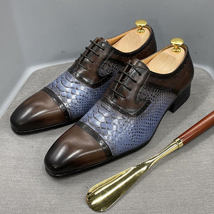 DANIEL WAFER Leather Handmade Snake Print Shoes