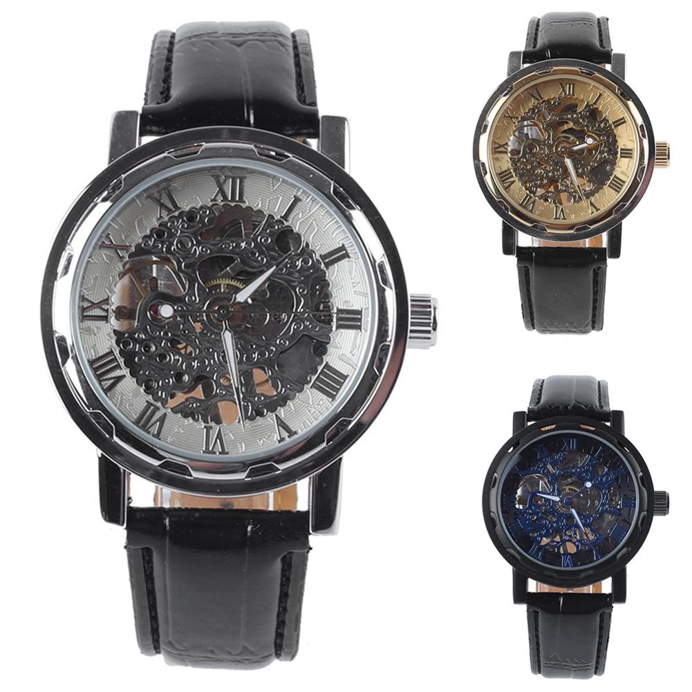 Skeleton Hand-Wind Mechanical Sports Army Wrist Watch