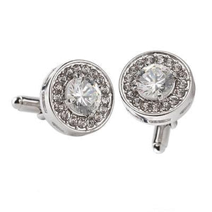Rounded Crystal Cufflinks