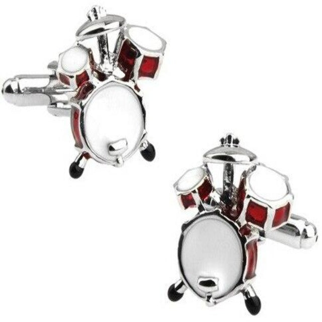 Red 3D Drum Set Cufflinks
