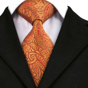 Burnt Orange Paisley Tie Set