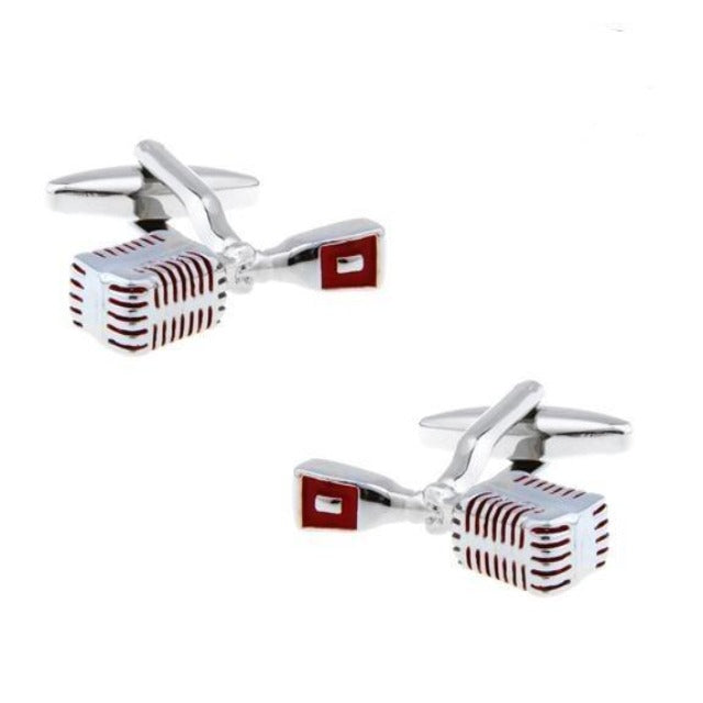 Red Microphone Design Cufflinks