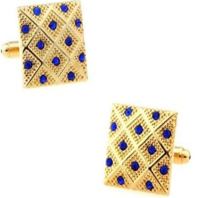 Golden Color Blue Luxury Crystal Cufflinks