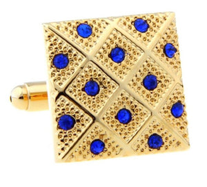 Golden Color Blue Luxury Crystal Cufflinks