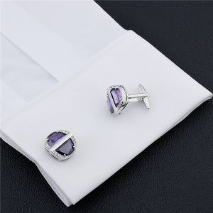 Charming Purple/White Luxury Crystal Cufflinks