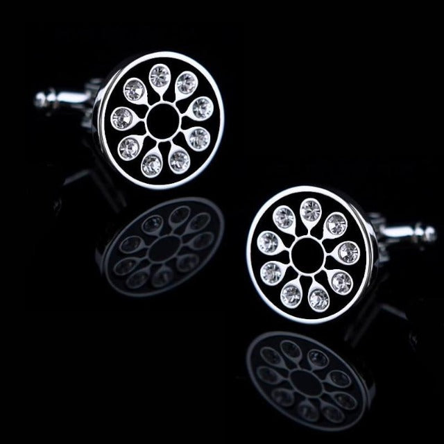 Black Daisy Luxury Crystal Cufflinks