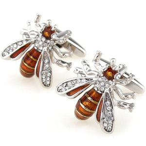 Glaze Golden Brown Bees Novelty Cufflinks